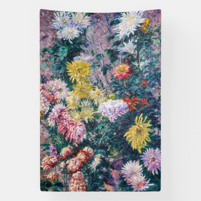 Caillebotte - White and Yellow Chrysanthemums Banner (Vertical)