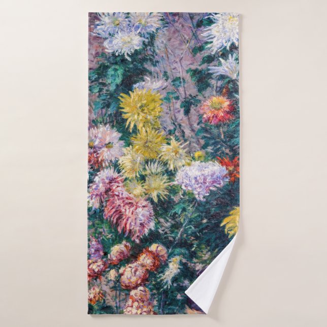 Caillebotte - White and Yellow Chrysanthemums Bath Towel Set (Bath Towel)