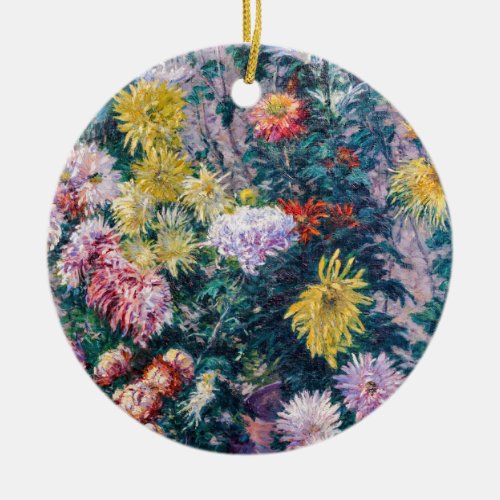 Caillebotte _ White and Yellow Chrysanthemums Ceramic Ornament