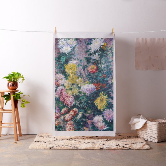 Caillebotte - White and Yellow Chrysanthemums Fabric (In Situ)