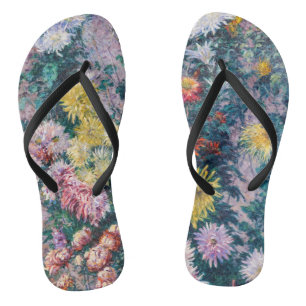 Caillebotte - White and Yellow Chrysanthemums Flip Flops