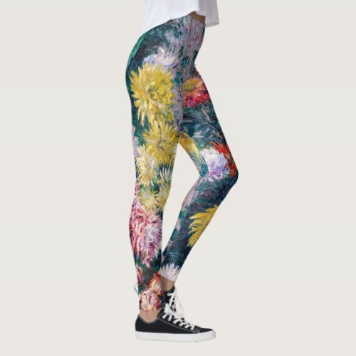 Caillebotte _ White and Yellow Chrysanthemums Leggings