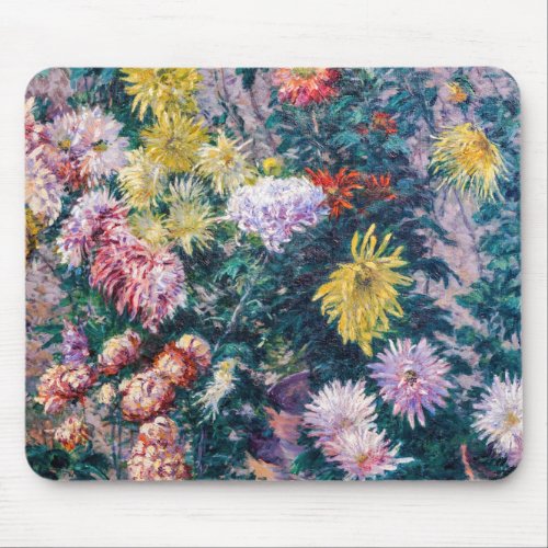 Caillebotte _ White and Yellow Chrysanthemums Mouse Pad