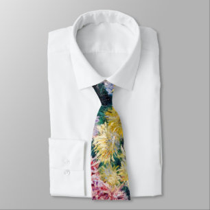Caillebotte - White and Yellow Chrysanthemums Neck Tie
