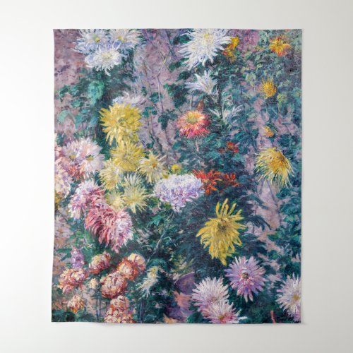 Caillebotte _ White and Yellow Chrysanthemums Tapestry