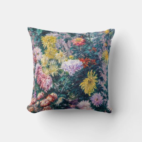 Caillebotte _ White and Yellow Chrysanthemums Throw Pillow