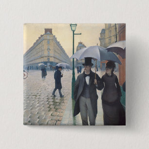 Caillebotte's Rue de Paris, temps de pluie Button