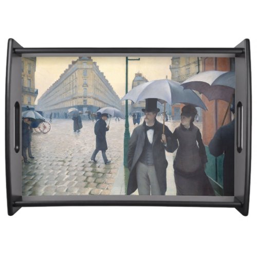 Caillebottes Rue de Paris temps de pluie Serving Tray