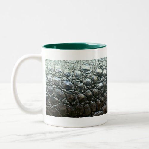 Caiman Crocodile Faux Alligator_Skin Design Two_Tone Coffee Mug