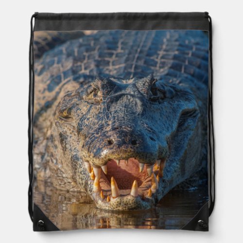 Caiman shows its teeth Brazil Drawstring Bag