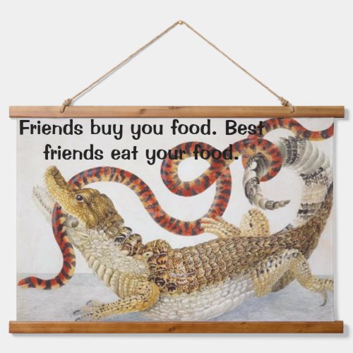 Caimans eating a snake  hanging tapestry
