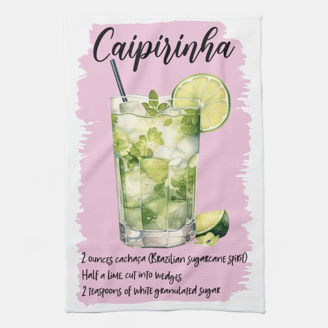 Caipirinha Cocktail Recipe Kitchen Towel (Vertical)