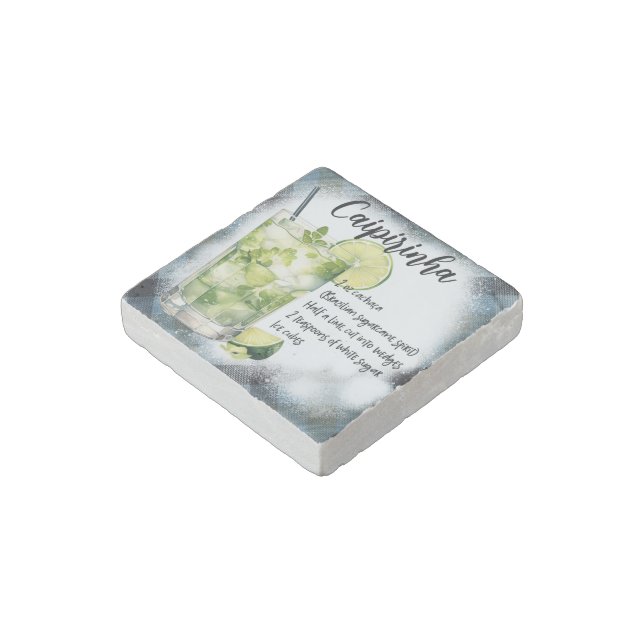 Caipirinha Cocktail Recipe Stone Magnet (Angled)