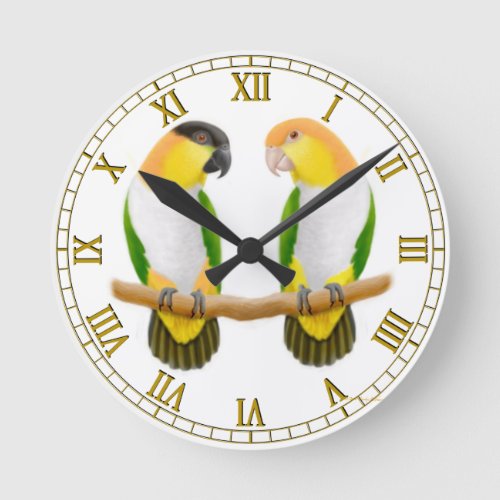 Caique Parrot Love Wall Clock