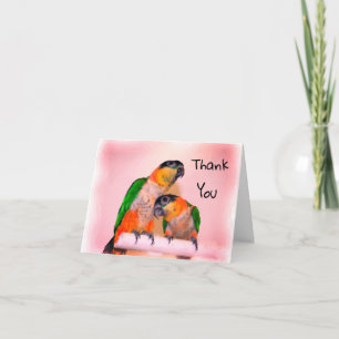 Caique Parrot Pair Bird Art Thank You Card