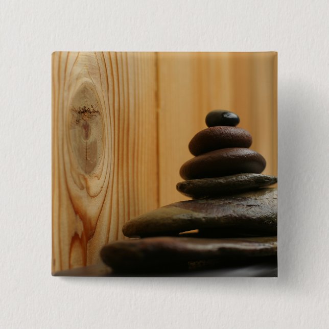 Cairn Meditation Stones and Wood Button (Front)
