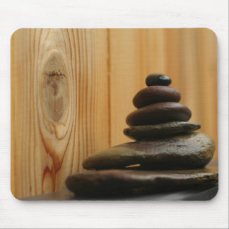 Cairn Meditation Stones and Wood Mouse Pad