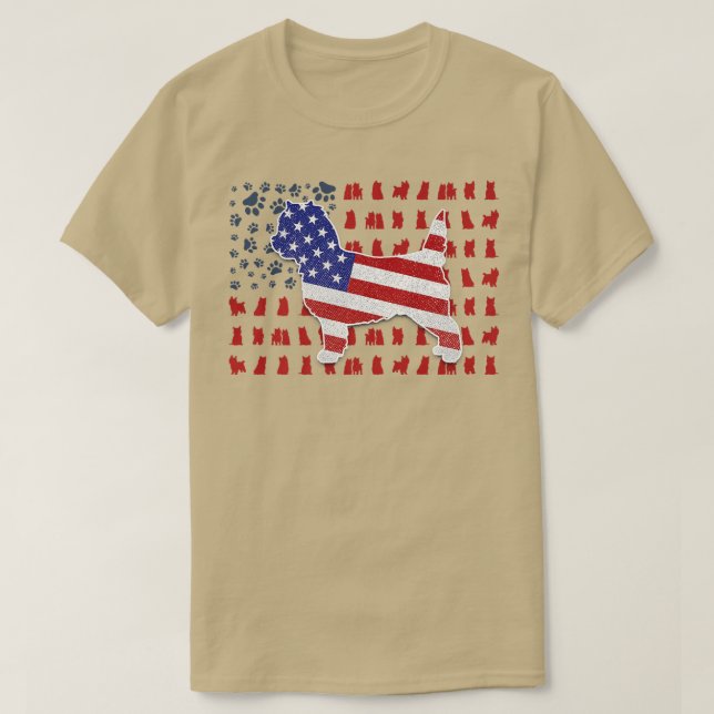 Cairn Terrier American Flag 4th Of July Gifts For  T-Shirt (Design Front)