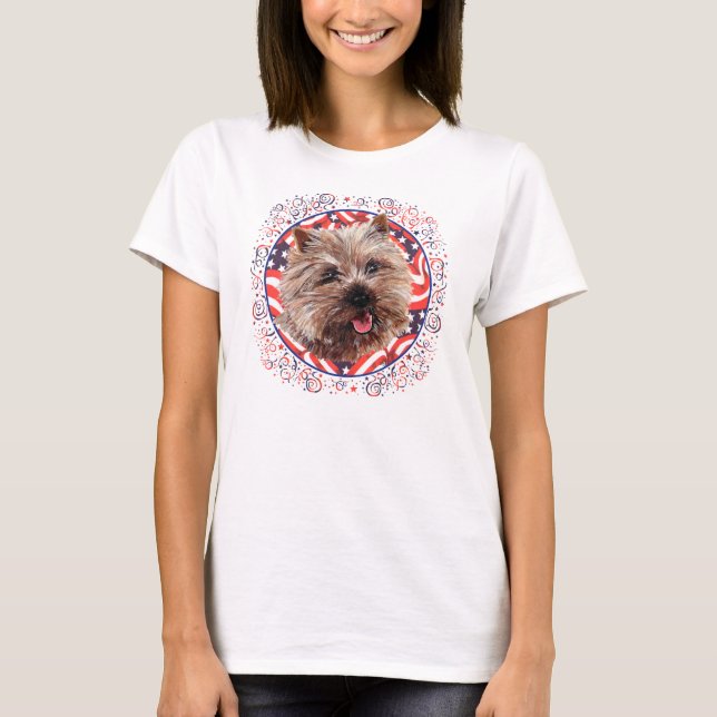 Cairn Terrier American Flag Celebration T-Shirt (Front)