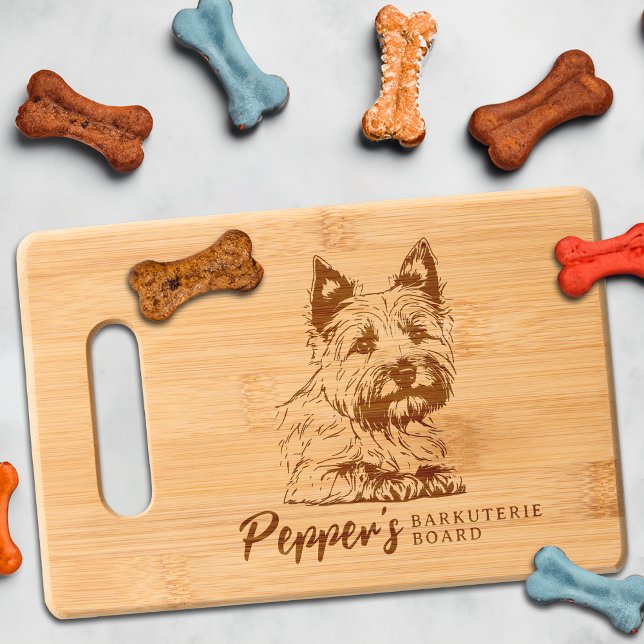 Cairn Terrier Barkuterie Dog Treat Wood Engraved Cutting Board (Cairn Terrier Dog Cutting Board Barkuterie Personalized Dog's Name, Gift for Dog Mom, Dad, Owner)