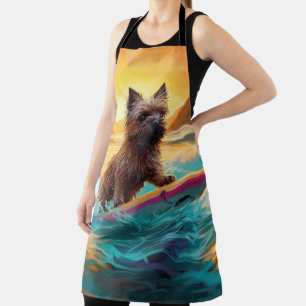 Cairn Terrier Beach Surfing Painting Apron