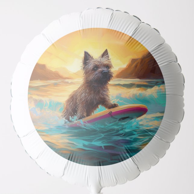 Cairn Terrier Beach Surfing Painting Balloon (Front)