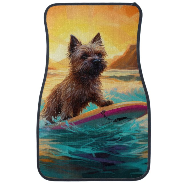 Cairn Terrier Beach Surfing Painting Car Floor Mat (Front)