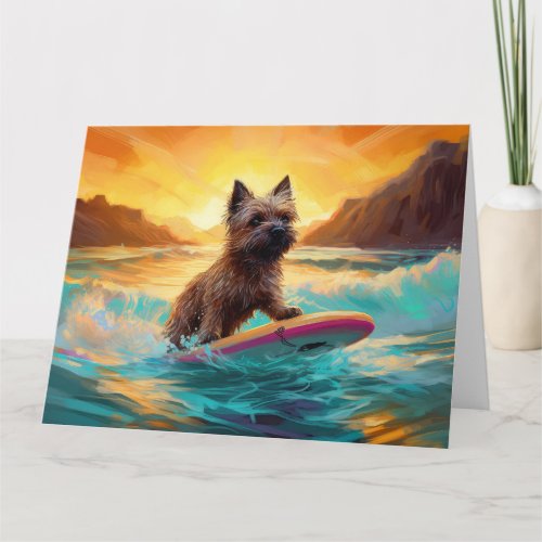 Cairn Terrier Beach Surfing Painting Card