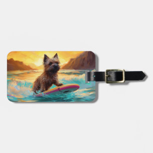 Cairn Terrier Beach Surfing Painting Luggage Tag