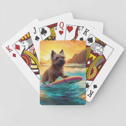 Cairn Terrier Beach Surfing Painting Poker Cards