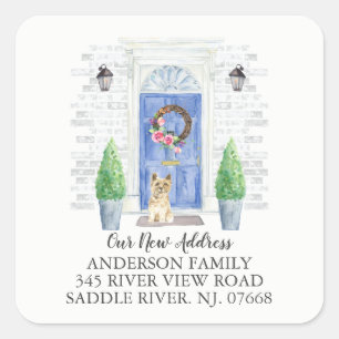 Cairn Terrier Blue Door New Address Label Sticker