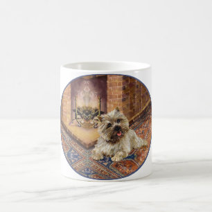Cairn Terrier by Cozy Fireplace Coffee Mug