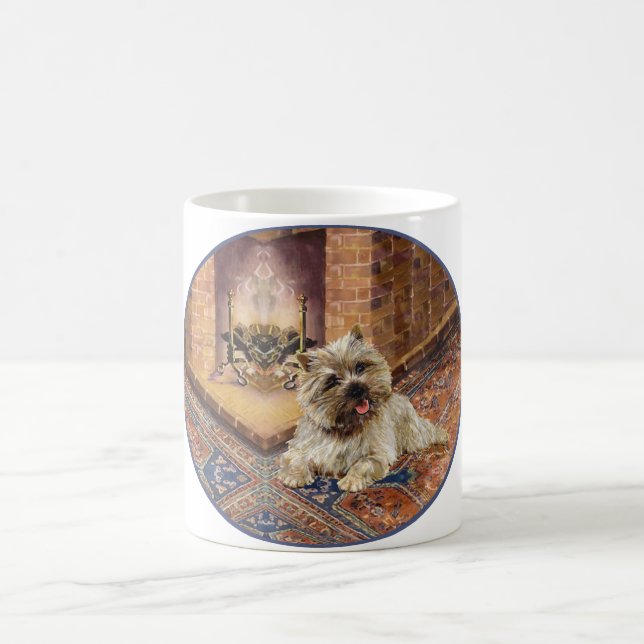 Cairn Terrier by Cozy Fireplace Coffee Mug (Center)