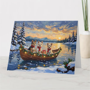 Cairn Terrier Christmas Boat Holiday Card