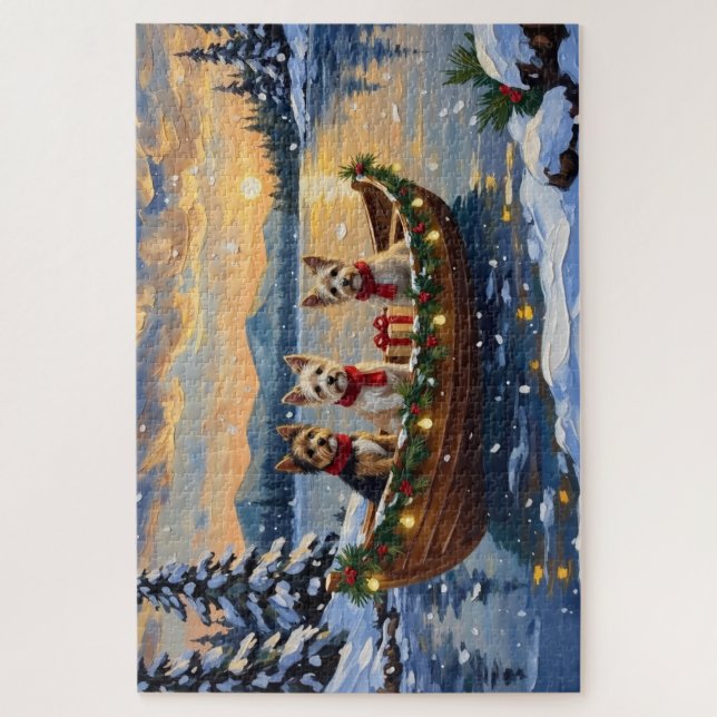 Cairn Terrier Christmas Boat Holiday Jigsaw Puzzle (Vertical)