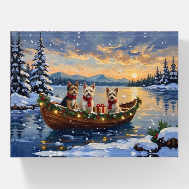 Cairn Terrier Christmas Boat Holiday Paperweight (Front)