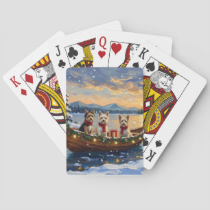 Cairn Terrier Christmas Boat Holiday Poker Cards