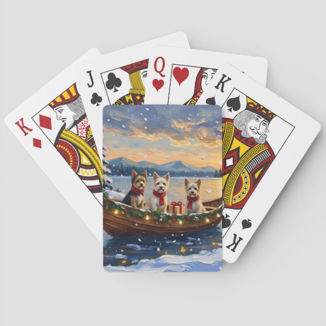 Cairn Terrier Christmas Boat Holiday Poker Cards (Back)