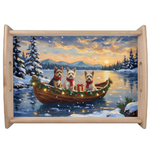 Cairn Terrier Christmas Boat Holiday Serving Tray