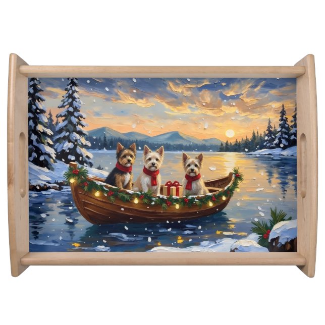 Cairn Terrier Christmas Boat Holiday Serving Tray (Front)