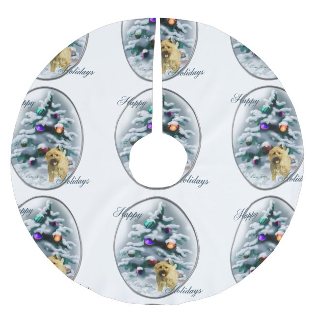 Cairn Terrier Christmas Brushed Polyester Tree Skirt (Front)