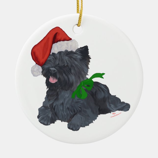 Cairn Terrier Christmas Ceramic Ornament (Front)