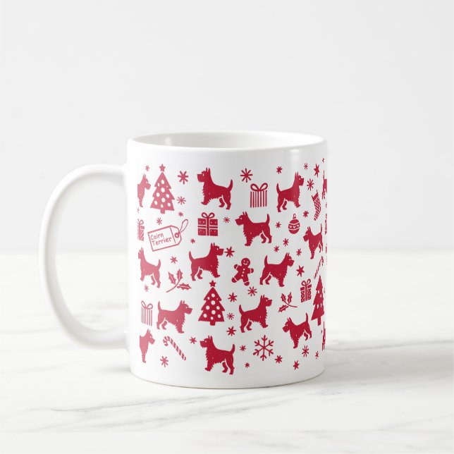 Cairn Terrier Christmas Design Coffee Mug (Left)