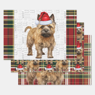 Cairn Terrier Christmas Dog Red Green Plaid Wrapping Paper Sheets