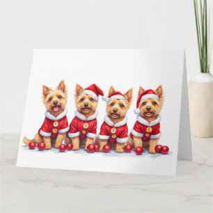 Cairn Terrier Christmas Dress Santa Hat Card