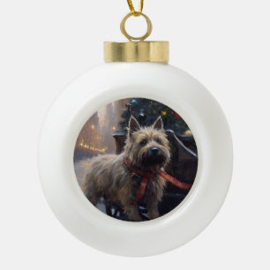 Cairn Terrier Christmas Festive Season Ceramic Ball Christmas Ornament