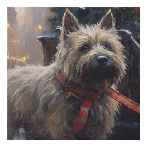 Cairn Terrier Christmas Festive Season  Faux Canvas Print