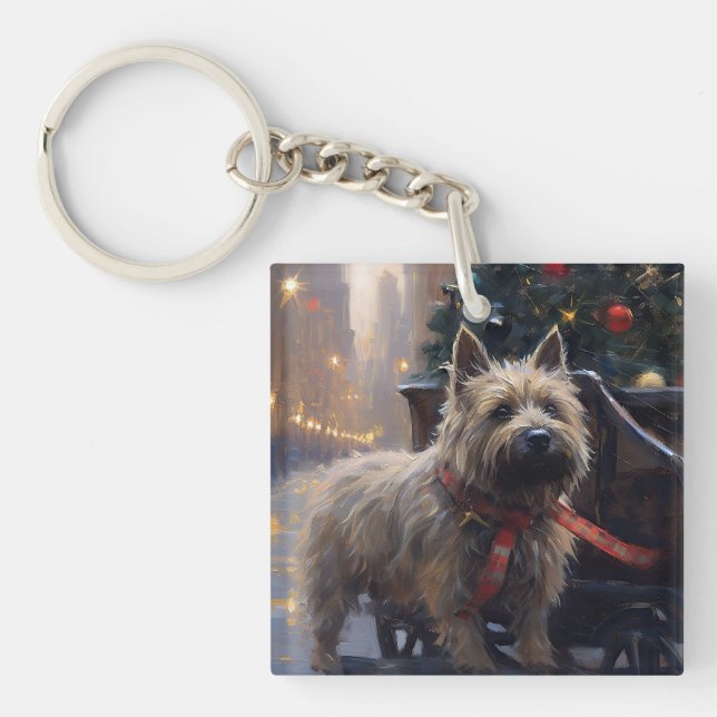 Cairn Terrier Christmas Festive Season  Keychain (Front)