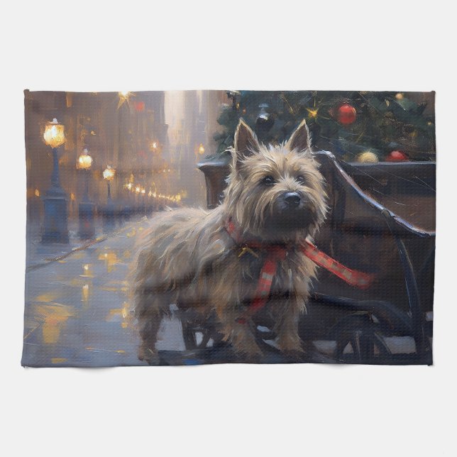 Cairn Terrier Christmas Festive Season  Kitchen Towel (Horizontal)
