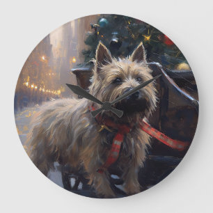Cairn Terrier Christmas Festive Season Large Clock